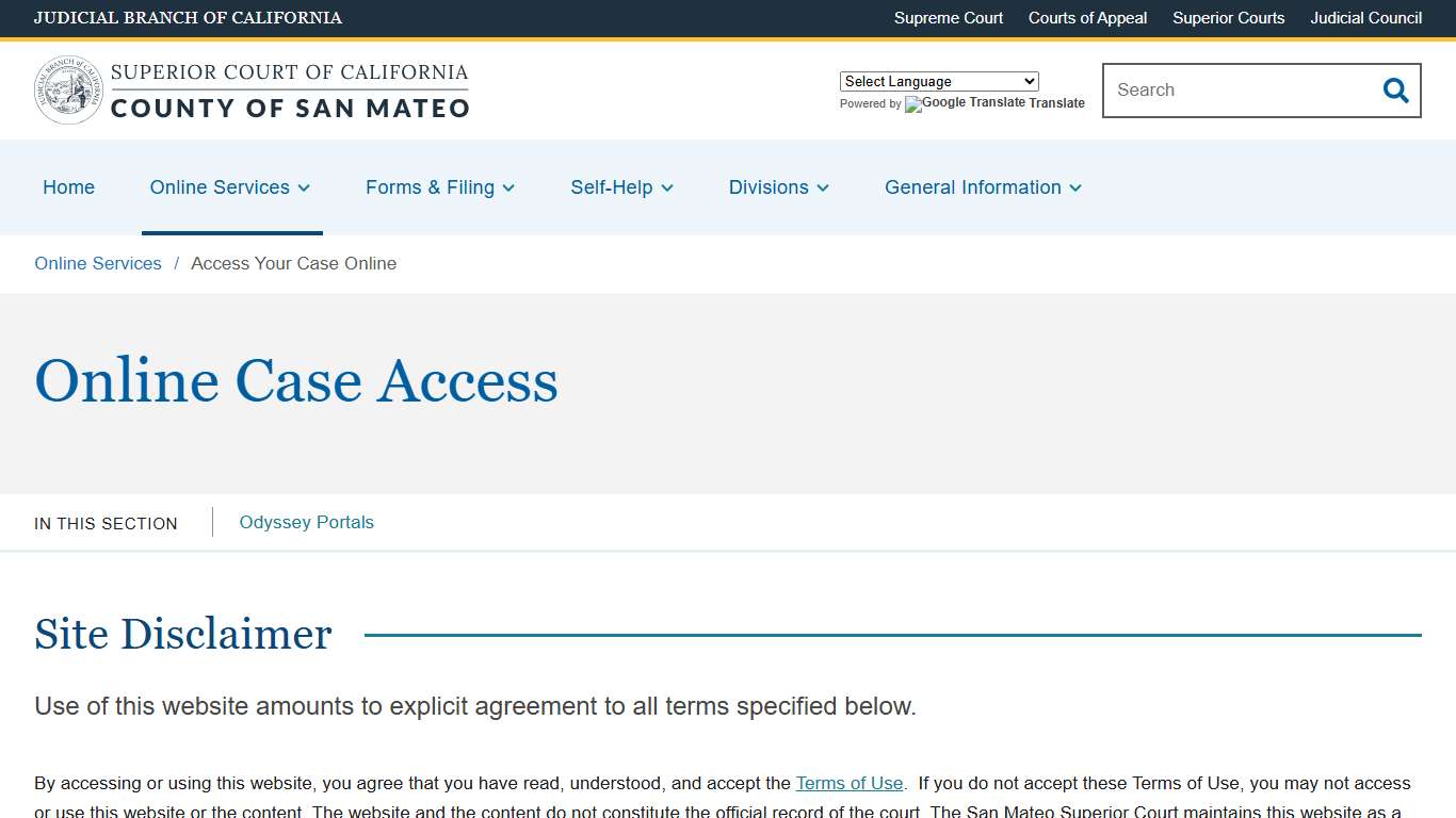 Access Your Case Online Superior Court of California County of San Mateo